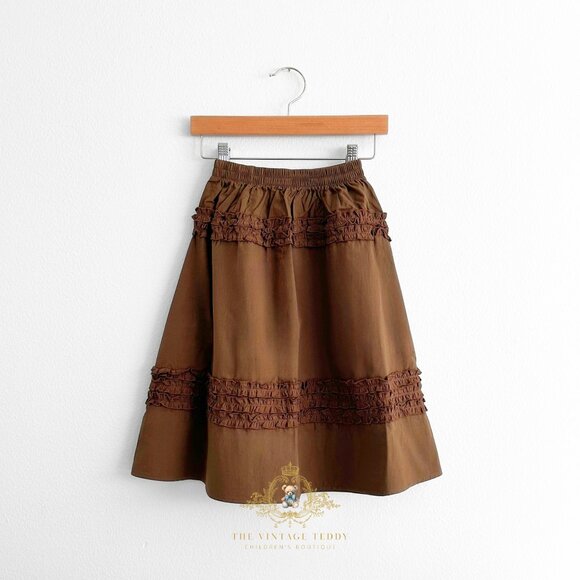 NWT Pretty Girls Bohemian Maxi Skirt Ruffles Casual Peasant Modest Long Cocoa 6Y - Picture 1 of 4